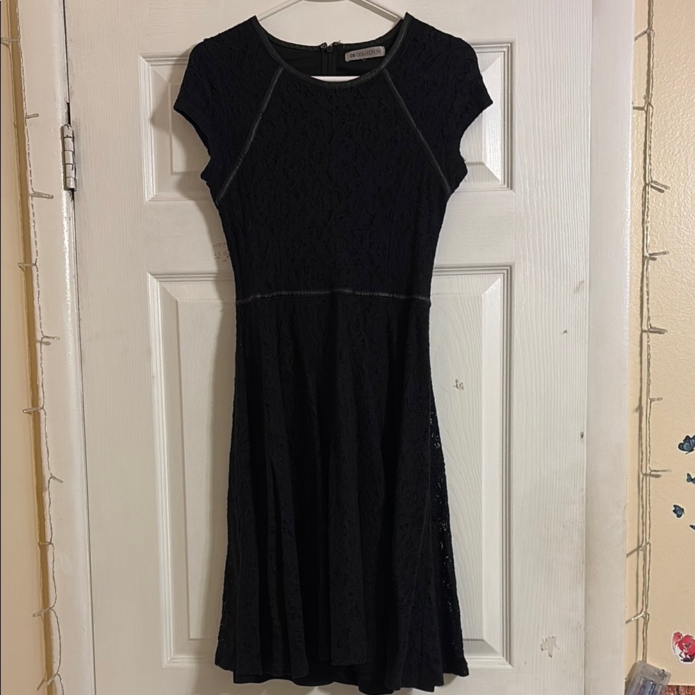 Kids Simple Floral Black Lace Dress
